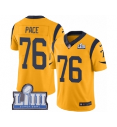 Men's Nike Los Angeles Rams #76 Orlando Pace Limited Gold Rush Vapor Untouchable Super Bowl LIII Bound NFL Jersey