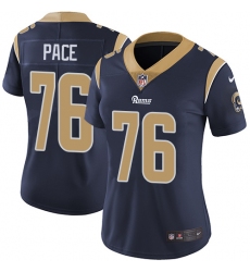 Women's Nike Los Angeles Rams #76 Orlando Pace Navy Blue Team Color Vapor Untouchable Limited Player NFL Jersey