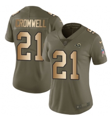 Women's Nike Los Angeles Rams #21 Nolan Cromwell Limited Olive/Gold 2017 Salute to Service NFL Jersey