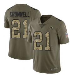 Youth Nike Los Angeles Rams #21 Nolan Cromwell Limited Olive/Camo 2017 Salute to Service NFL Jersey
