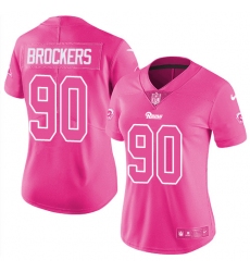 Women's Nike Los Angeles Rams #90 Michael Brockers Limited Pink Rush Fashion NFL Jersey