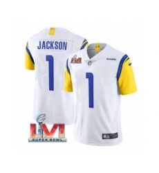 Men's Los Angeles Rams #1 Desean Jackson White 2022 Super Bowl LVI Vapor Limited Stitched Jersey