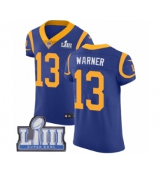 Men's Nike Los Angeles Rams #13 Kurt Warner Royal Blue Alternate Vapor Untouchable Elite Player Super Bowl LIII Bound NFL Jersey