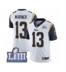 Men's Nike Los Angeles Rams #13 Kurt Warner White Vapor Untouchable Limited Player Super Bowl LIII Bound NFL Jersey
