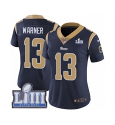 Women's Nike Los Angeles Rams #13 Kurt Warner Navy Blue Team Color Vapor Untouchable Limited Player Super Bowl LIII Bound NFL Jersey