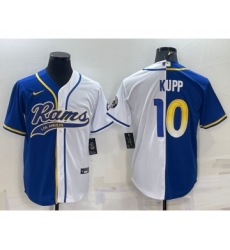Men's Los Angeles Rams #10 Cooper Kupp Royal White Split With Patch Cool Base Stitched Baseball Jersey