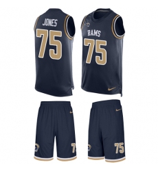 Men's Nike Los Angeles Rams #75 Deacon Jones Limited Navy Blue Tank Top Suit NFL Jersey