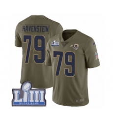 Youth Nike Los Angeles Rams #79 Rob Havenstein Limited Olive 2017 Salute to Service Super Bowl LIII Bound NFL Jersey