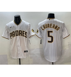 Men's San Diego Padres #5 Ramón Laureano White Cool Base Stitched Baseball Jersey