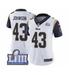 Women's Nike Los Angeles Rams #43 John Johnson White Vapor Untouchable Limited Player Super Bowl LIII Bound NFL Jersey