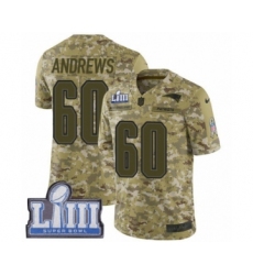 Youth Nike New England Patriots #60 David Andrews Limited Camo 2018 Salute to Service Super Bowl LIII Bound NFL Jersey