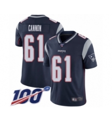 Men's New England Patriots #61 Marcus Cannon Navy Blue Team Color Vapor Untouchable Limited Player 100th Season Football Jersey