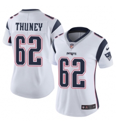 Women's Nike New England Patriots #62 Joe Thuney White Vapor Untouchable Limited Player NFL Jersey