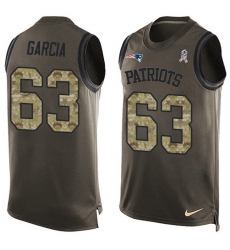 Men's Nike New England Patriots #63 Antonio Garcia Limited Green Salute to Service Tank Top NFL Jersey