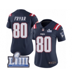 Women's Nike New England Patriots #80 Irving Fryar Limited Navy Blue Rush Vapor Untouchable Super Bowl LIII Bound NFL Jersey