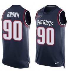 Men's Nike New England Patriots #90 Malcom Brown Limited Navy Blue Player Name & Number Tank Top NFL Jersey