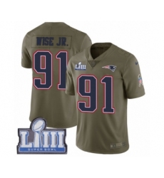 Men's Nike New England Patriots #91 Deatrich Wise Jr Limited Olive 2017 Salute to Service Super Bowl LIII Bound NFL Jersey