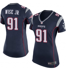 Women's Nike New England Patriots #91 Deatrich Wise Jr Game Navy Blue Team Color NFL Jersey