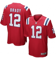 Men's Nike New England Patriots #12 Tom Brady Game Red Alternate NFL Jersey