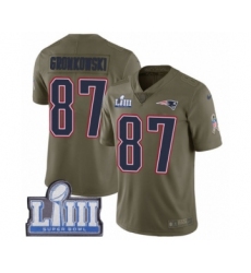 Men's Nike New England Patriots #87 Rob Gronkowski Limited Olive 2017 Salute to Service Super Bowl LIII Bound NFL Jersey