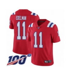 Men's New England Patriots #11 Julian Edelman Red Alternate Vapor Untouchable Limited Player 100th Season Football Jersey