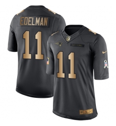 Men's Nike New England Patriots #11 Julian Edelman Limited Black/Gold Salute to Service NFL Jersey Men's Nike New England Patriots #11 Julian Edelman Limited Black/Gold Salute to Service NFL Jersey