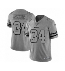 Men's Oakland Raiders #34 Bo Jackson Gray Team Logo Gridiron Limited Player Football Jersey