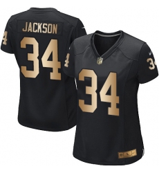Women's Nike Oakland Raiders #34 Bo Jackson Elite Black/Gold Team Color NFL Jersey