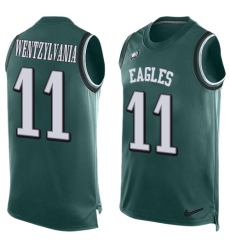 Men's Nike Philadelphia Eagles #11 Carson Wentz Limited Midnight Green Player Name & Number Tank Top Wentzylvania NFL Jersey