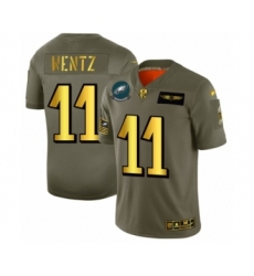 Men's Philadelphia Eagles #11 Carson Wentz Limited Olive Gold 2019 Salute to Service Football Jersey