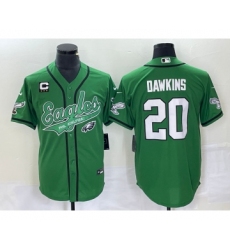 Men's Nike Philadelphia Eagles #20 Brian Dawkins Green C Cool Base Stitched Baseball Jersey