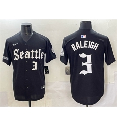 Men's Seattle Mariners #3 Cal Raleigh Black 'Deep Sea Gothic Edition' Vapor Premier Limited Stitched Baseball Jersey