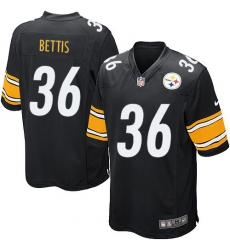 Men's Nike Pittsburgh Steelers #36 Jerome Bettis Game Black Team Color NFL Jersey