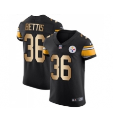 Men's Pittsburgh Steelers #36 Jerome Bettis Elite Black Gold Team Color Football Jersey