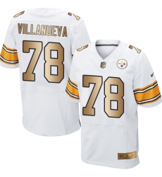 Men's Nike Pittsburgh Steelers #78 Alejandro Villanueva Elite White/Gold NFL Jersey