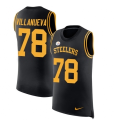 Men's Nike Pittsburgh Steelers #78 Alejandro Villanueva Limited Black Rush Player Name & Number Tank Top NFL Jersey