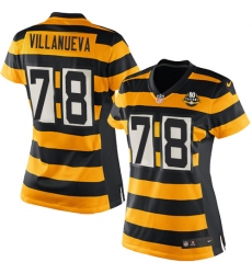 Women's Nike Pittsburgh Steelers #78 Alejandro Villanueva Limited Yellow/Black Alternate 80TH Anniversary Throwback NFL Jersey Women's Nike Pittsburgh Steelers #78 Alejandro Villanueva Limited Yellow/Black Alternate 80TH Anniversary Throwback NFL Jersey