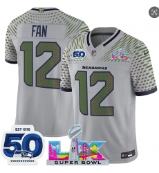 Men's Seattle Seahawks #12 Fan Gray 2025 F.U.S.E. Super Bowl LX And 50th Season“Rivalries” Vapor Limited Football Stitched Jersey Men's Seattle Seahawks #12 Fan Gray 2025 F.U.S.E. Super Bowl LX And 50th Season“Rivalries” Vapor Limited Football Stitched Jersey