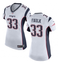 Women's Nike New England Patriots #33 Kevin Faulk Game White NFL Jersey