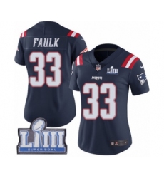 Women's Nike New England Patriots #33 Kevin Faulk Limited Navy Blue Rush Vapor Untouchable Super Bowl LIII Bound NFL Jersey