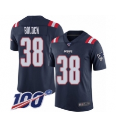 Men's New England Patriots #38 Brandon Bolden Limited Navy Blue Rush Vapor Untouchable 100th Season Football Jersey
