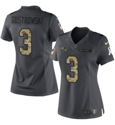 Women's Nike New England Patriots #3 Stephen Gostkowski Limited Black 2016 Salute to Service NFL Jersey