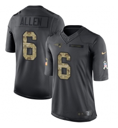 Men's Nike New England Patriots #6 Ryan Allen Limited Black 2016 Salute to Service NFL Jersey