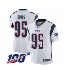 Men's New England Patriots #95 Derek Rivers White Vapor Untouchable Limited Player 100th Season Football Jersey