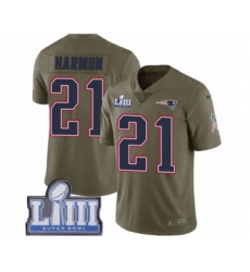 Men's Nike New England Patriots #21 Duron Harmon Limited Olive 2017 Salute to Service Super Bowl LIII Bound NFL Jersey