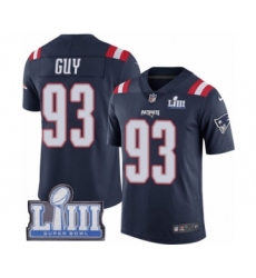 Men's Nike New England Patriots #93 Lawrence Guy Limited Navy Blue Rush Vapor Untouchable Super Bowl LIII Bound NFL Jersey