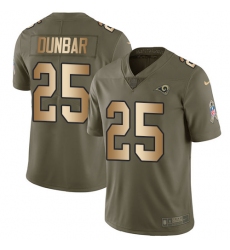 Men's Nike Los Angeles Rams #25 Lance Dunbar Limited Olive/Gold 2017 Salute to Service NFL Jersey