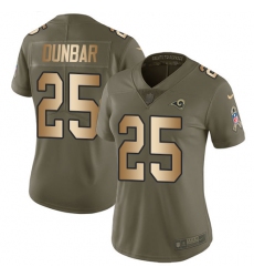Women's Nike Los Angeles Rams #25 Lance Dunbar Limited Olive/Gold 2017 Salute to Service NFL Jersey