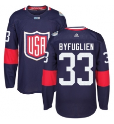 Youth Adidas Team USA #33 Dustin Byfuglien Premier Navy Blue Away 2016 World Cup Ice Hockey Jersey