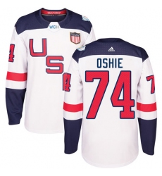 Youth Adidas Team USA #74 T. J. Oshie Authentic White Home 2016 World Cup Ice Hockey Jersey